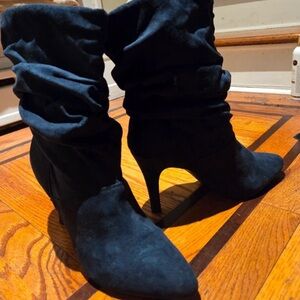 Nine West Black Slouchy Pointed-Toe Suede Stiletto Boots